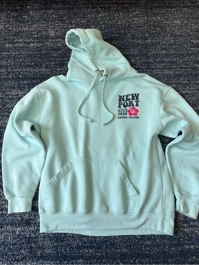 Pacifica Kids Mint Green Hooded Sweatshirt with Pink Hibiscus